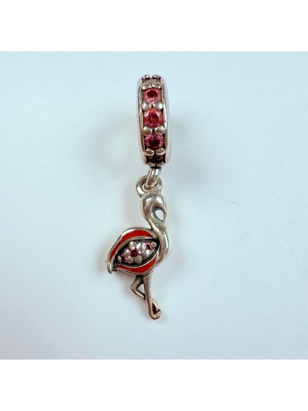 Pandora Flamingo Cubic Zirconia Enamel Dangle Sterling Silver 925 Charm ALE